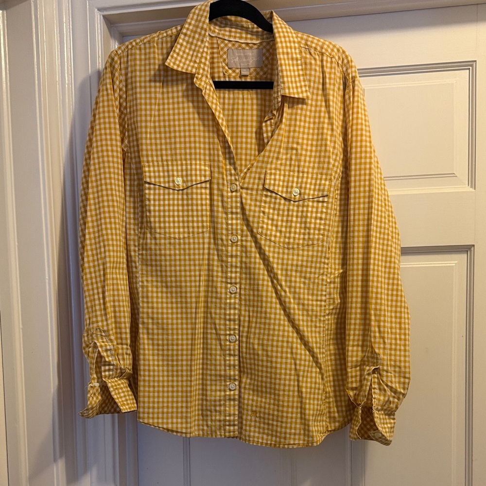 Banana Republic Soft Wash Yellow Check Shirt
